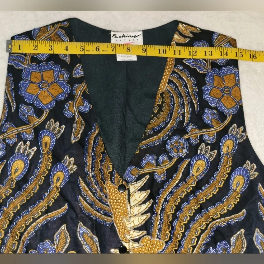 Vintage Fashion Fantasy 2 Piece Sparkling Floral Beaded Set Sz Sm/M Jacket Vest